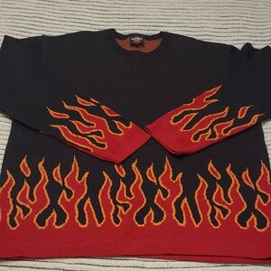 Hard Rock Cafe Black and Red Flame Sweater